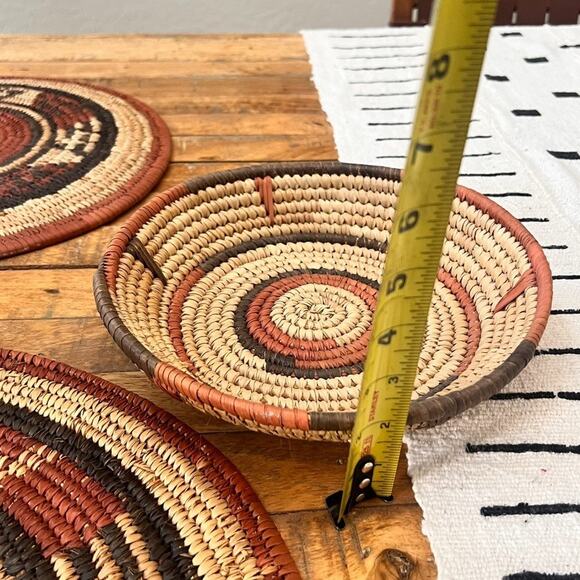 Set Of 3 African Fulani Mbeedu Rounded Flat Bowl Woven Baskets Boho main image 9